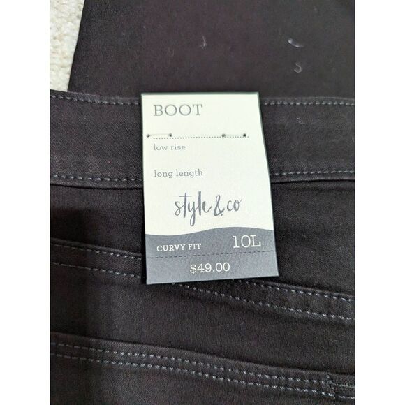 Style & Co Womens Curvy Fit Low Rise Bootleg Pants Dark Wash Black Size 10L NWT - Picture 5 of 5